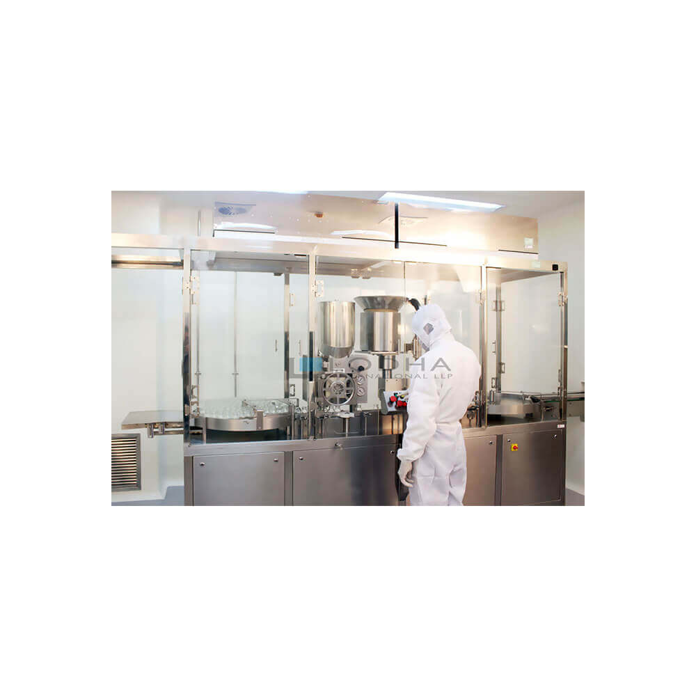 用橡胶停止机填充可注射粉末的工作