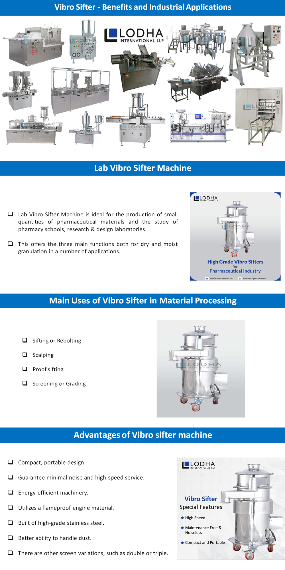 Vibro Sifter  - 福利和工业应用